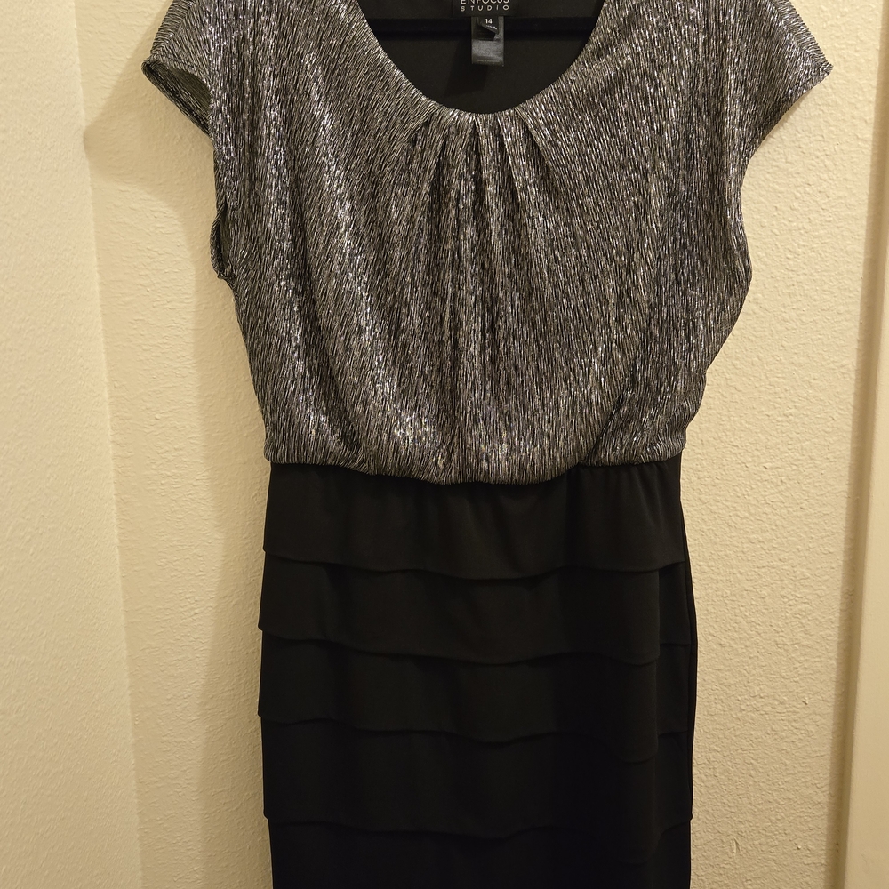 Enfocus Studio Silver and Black Mini Dress